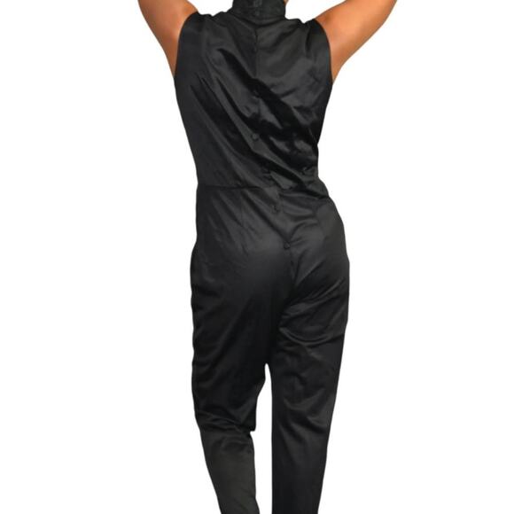 Vintage Jer Marai Jumpsuit Black Lingerie Nylon 60s Lace Loungewear Size Medium - Picture 2 of 16